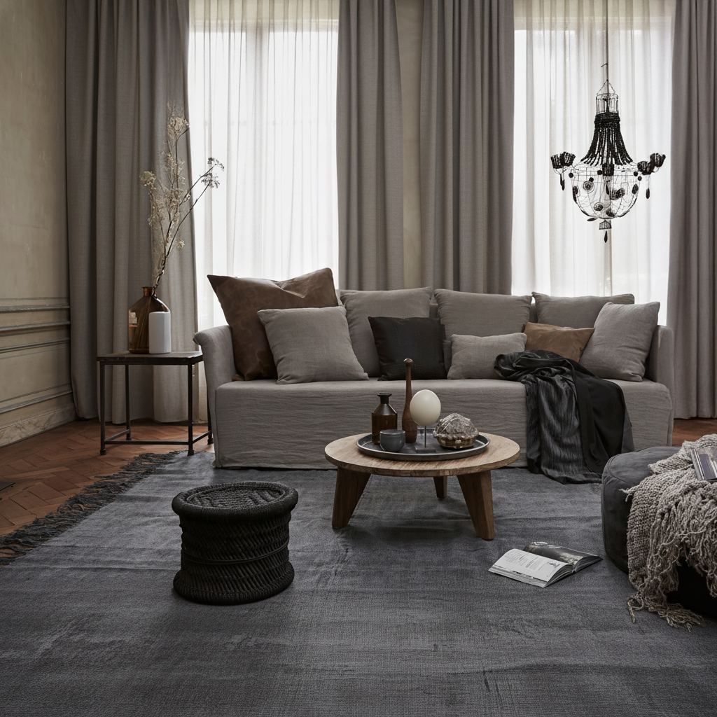 Gordijn Iluna 07 vlas en inbetween wol