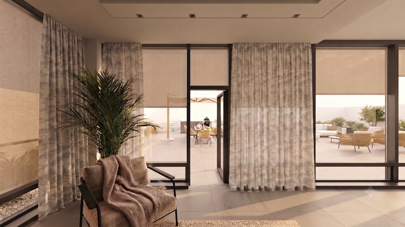 Arbora met woonkleed en outdoorscreen